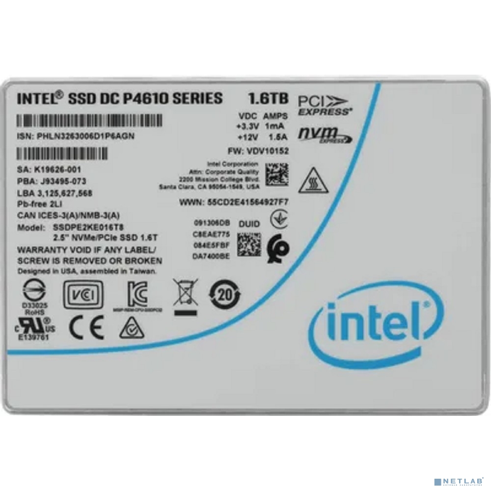 Intel SSD DC P4610 Series (1.6TB, 2.5in PCIe 3.1 x4, 3D2, TLC) SSDPE2KE016T801