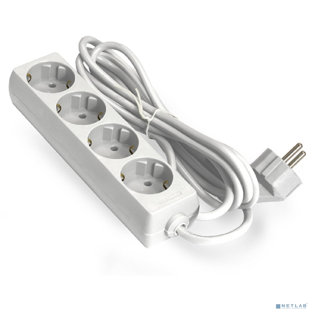 Exegate EX285812RUS Удлинитель ExeGate ECE-4-1.8W (4 евророзетки с заземлением, 1.8м, белый)