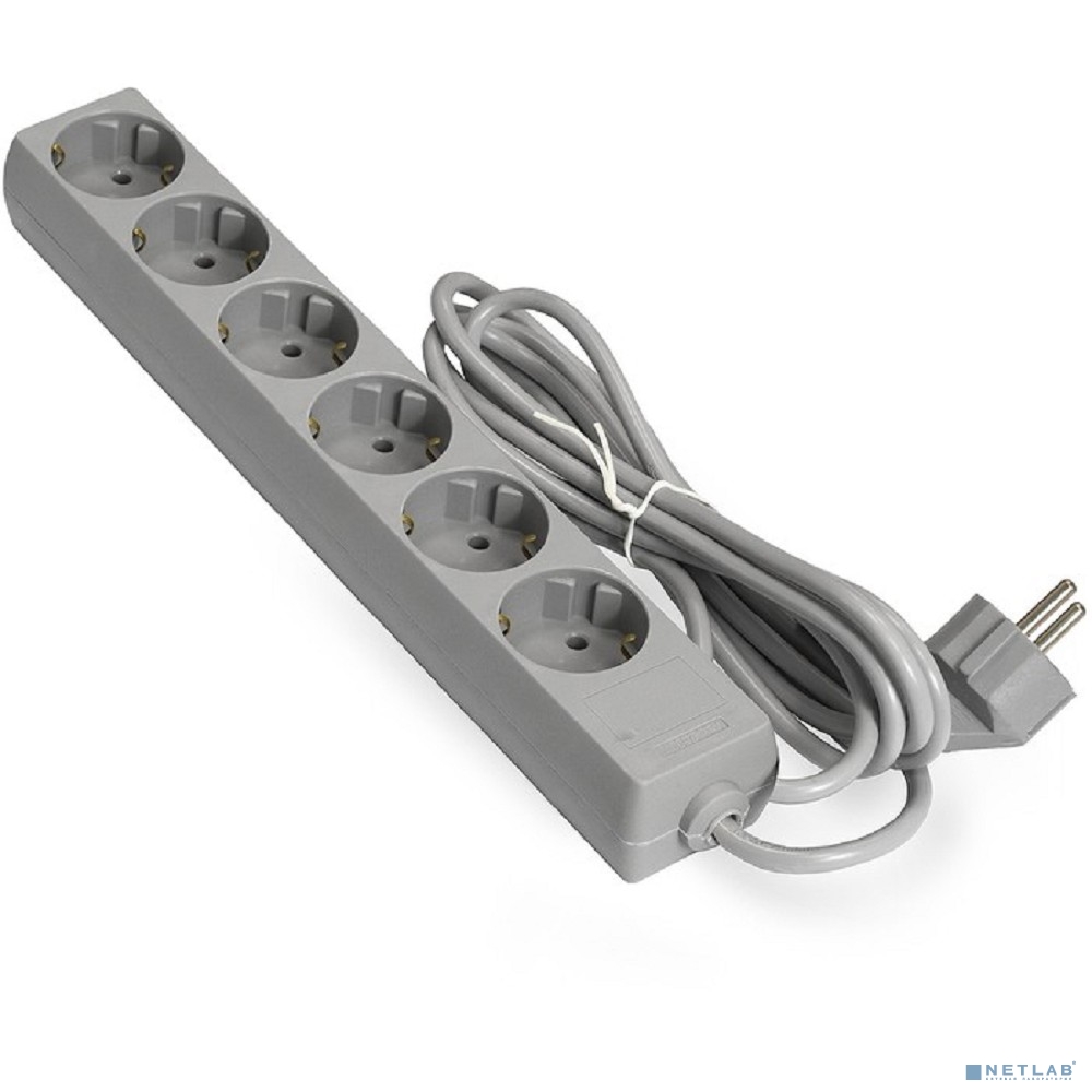 Exegate EX285829RUS Удлинитель ExeGate ECE-6-1.8G (6 евророзетки с заземлением, 1.8м, серый)