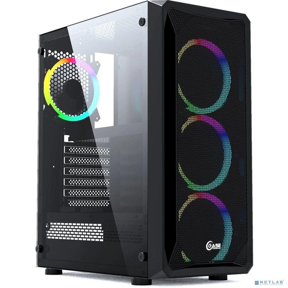 Powercase CMIZB-R4 Корпус Mistral Z4 Mesh RGB, Tempered Glass, 4x 120mm RGB fan, чёрный, ATX (CMIZB-R4)