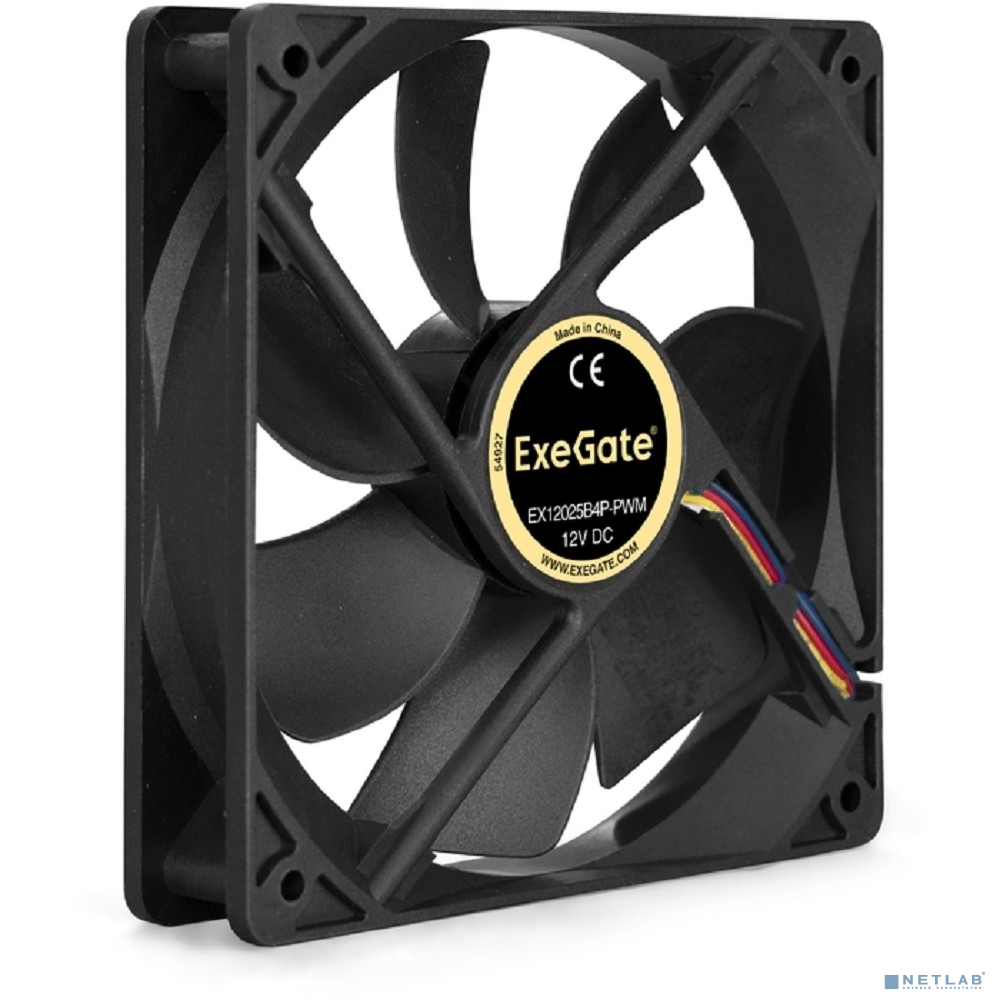Exegate EX283391RUS Вентилятор ExeGate E12025B4P-PWM, 120x120x25 мм, двойной шарикоподшипник, 4pin, PWM, 22dBA