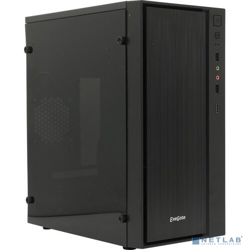 Exegate EX283753RUS Корпус Minitower ExeGate mEVO-9301-RGB-700W-12 (mATX, БП 700NPX с вент. 12см, с окном, 2*USB+1*USB3.0, HD аудио, черный с RGB подсветкой)