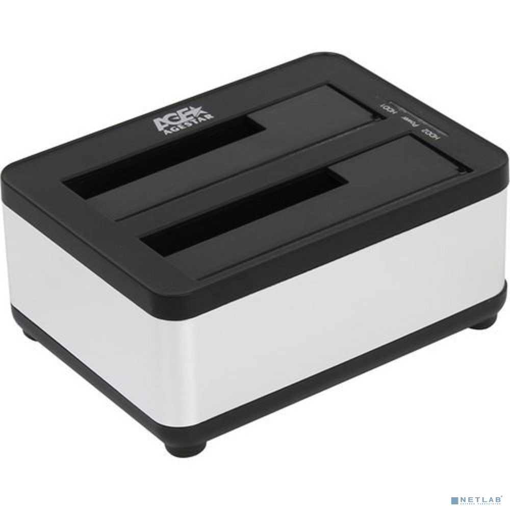 AgeStar 3UBT8 (SILVER) Док станция для HDD 2.5"/3.5" SATA clone, USB3.0, пластик+алюминий, серебристый,