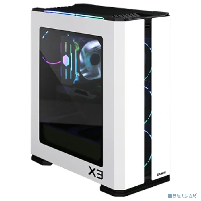 ZALMAN X3 WHITE, без БП, боковое окно (закаленное стекло), белый, ATX