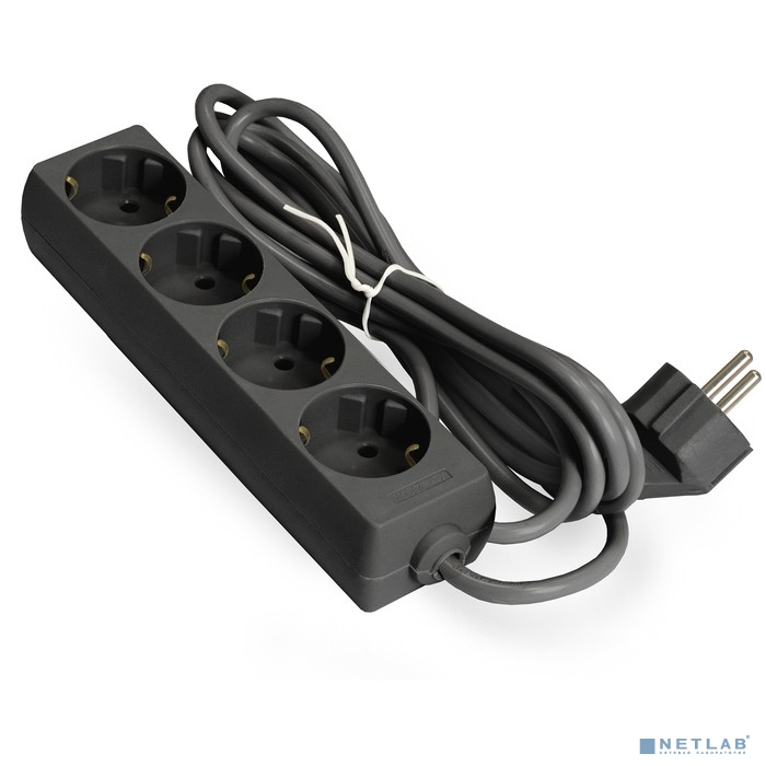 Exegate EX285813RUS Удлинитель ExeGate ECE-4-3B (4 евророзетки с заземлением, 3м, черный)