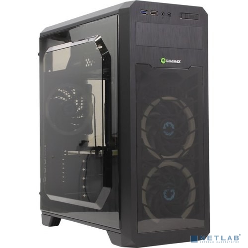 GameMax Корпус G563 без БП (Midi Tower, ATX, LED, Черн., Прозрач. бок. и фронт. панель, USB 3.0)