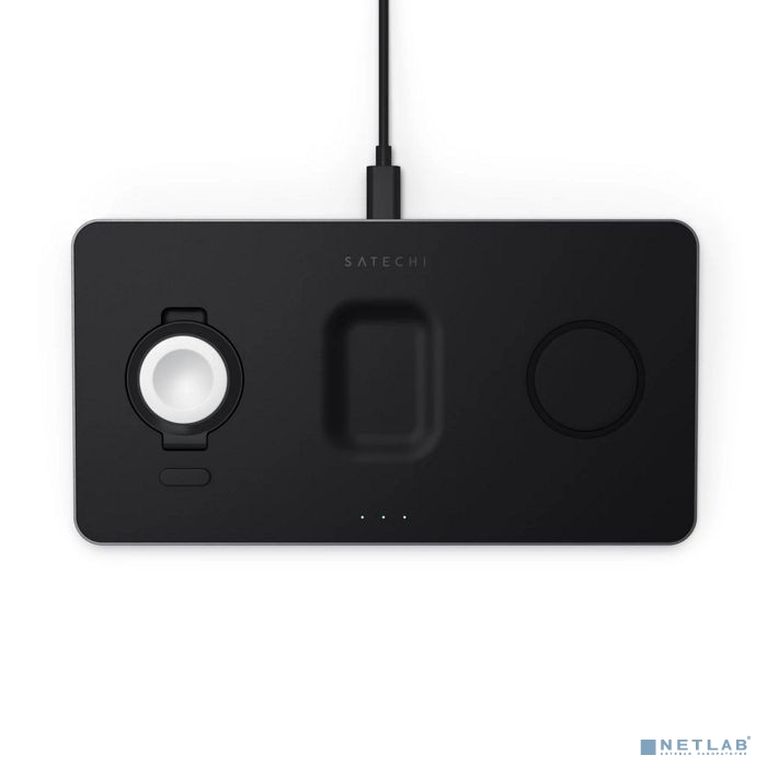 Satechi Беспроводное зарядное устройство Trio Wireless Charging Pad для телефона, часов и наушников. Цвет серый космос.