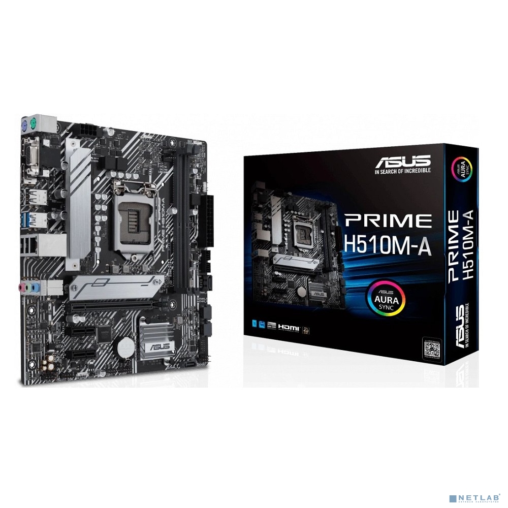 ASUS PRIME H510M-A (Socket 1200, mATX, 2xDDR4(64GB),VGA/HDMI 2.0/DP, 1xPCIe 4.0x16/2xPCIe 3.0, 1xLAN, 4xSATA 6Gb/s, 1xM.2, 2xUSB 3.2, 4xUSB 2.0, 2xPS/2)
