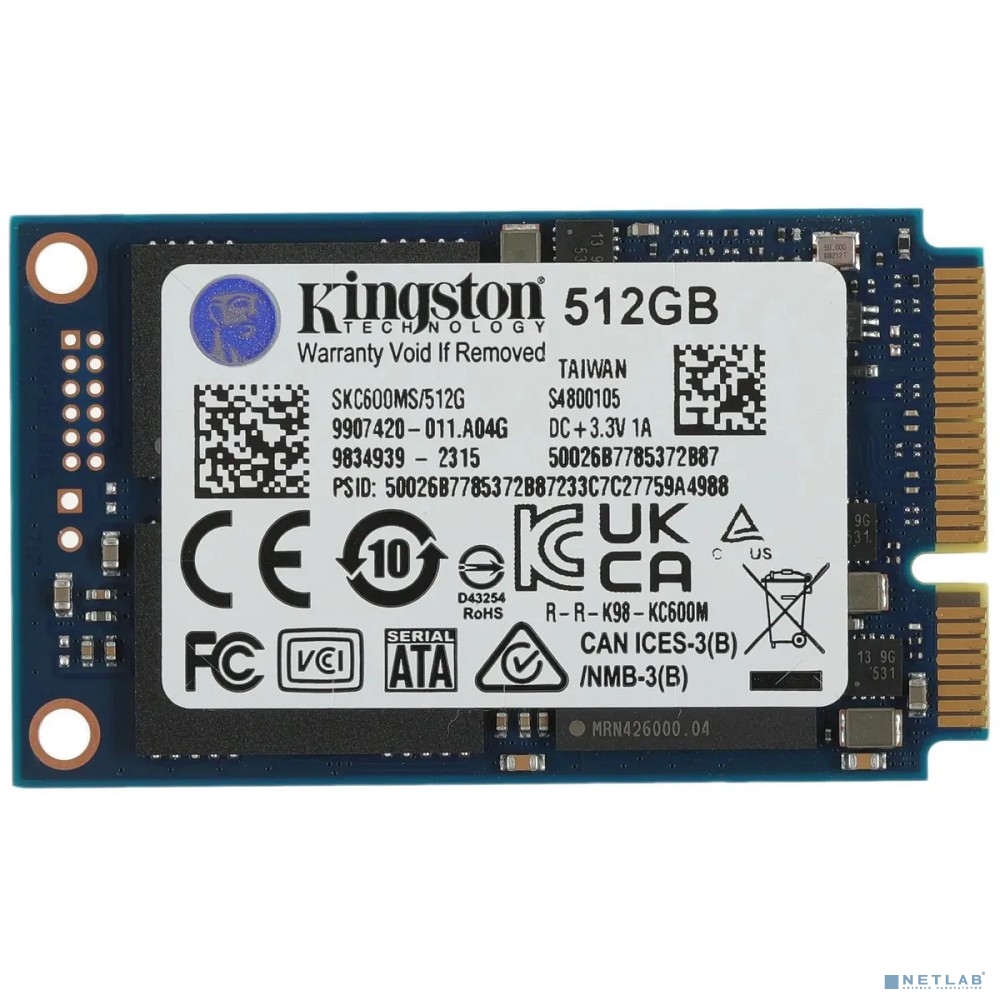 Kingston SSD 512GB KC600 Series SKC600MS/512G mSATA