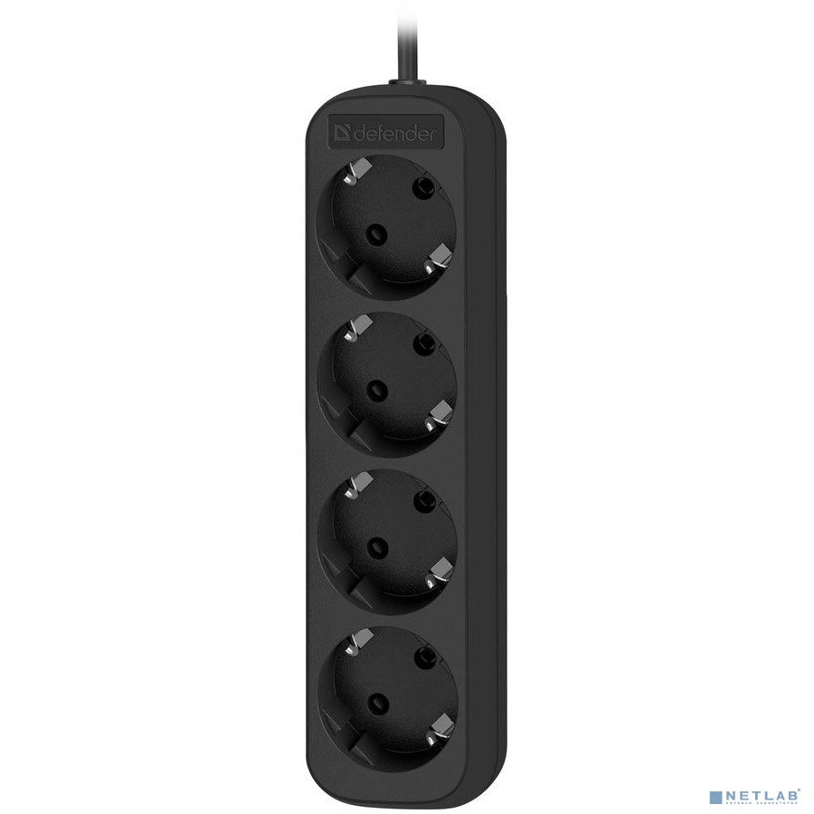 Defender Удлинитель M450 5.0 м, 4 розетки, черный , с заземлением