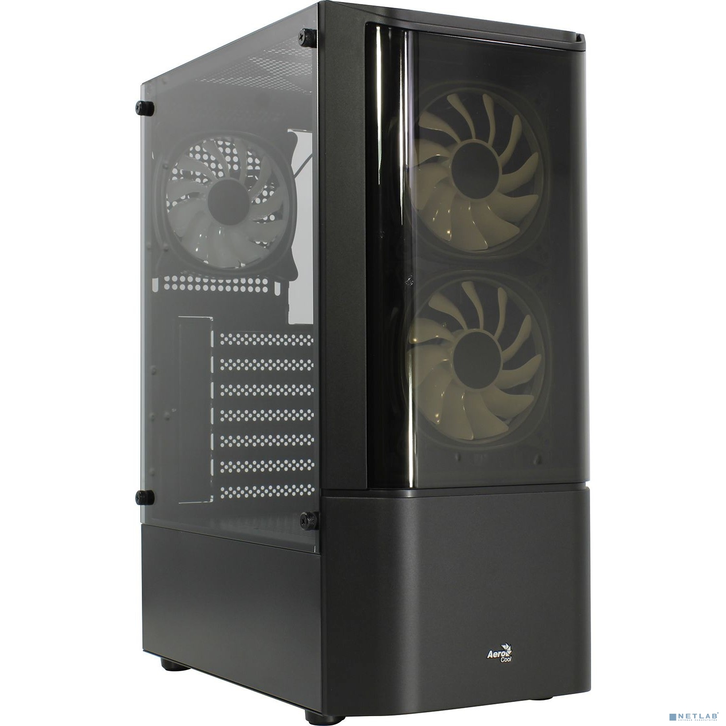 MidTower AeroCool Quantum-G-BK-v2 (черный) без Б/п, ATX 3FRGB Fan on front panel 4710562758511