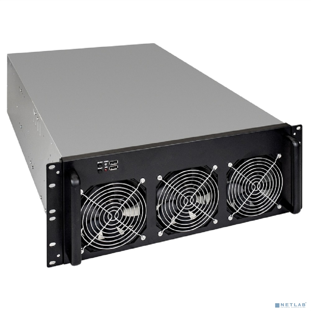 Exegate EX288960RUS Корпус для майнинга ExeGate Pro 8-650 <без БП, 2*USB, 6*fan 120мм, места под: 8 видеокарт, 1 БП>