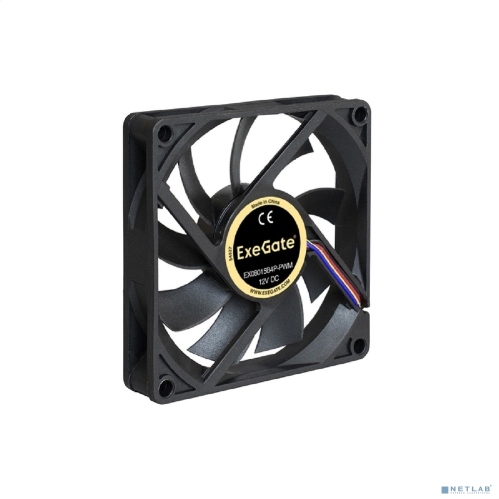 Exegate EX288924RUS Вентилятор ExeGate EX08015B4P-PWM (80x80x15 мм, 2-Ball (двойной шарикоподшипник), 4pin, PWM, 24dBA)