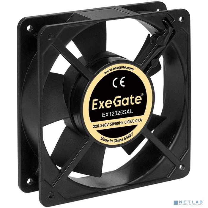 Exegate EX289015RUS Вентилятор 220В ExeGate EX12025SAL (120x120x25 мм, Sleeve bearing (подшипник скольжения), подводящий провод 30 см, 2100RPM, 32dBA)
