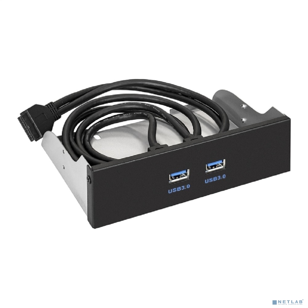 Exegate EX289289RUS Планка USB на переднюю панель ExeGate U5H-615, 5,25", 2*USB3.0, черная, металл, подсоед. к MB