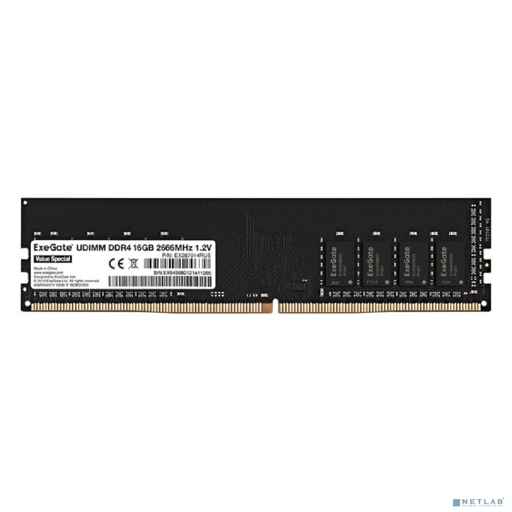Exegate EX287014RUS Модуль памяти ExeGate Value Special DIMM DDR4 16GB <PC4-21300> 2666MHz