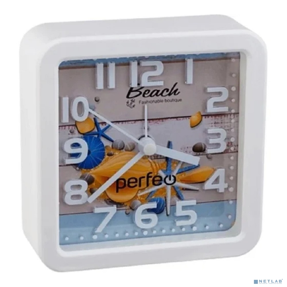 Perfeo Quartz часы-будильник "PF-TC-014", квадратные 10,5*10,5 см, ракушка
