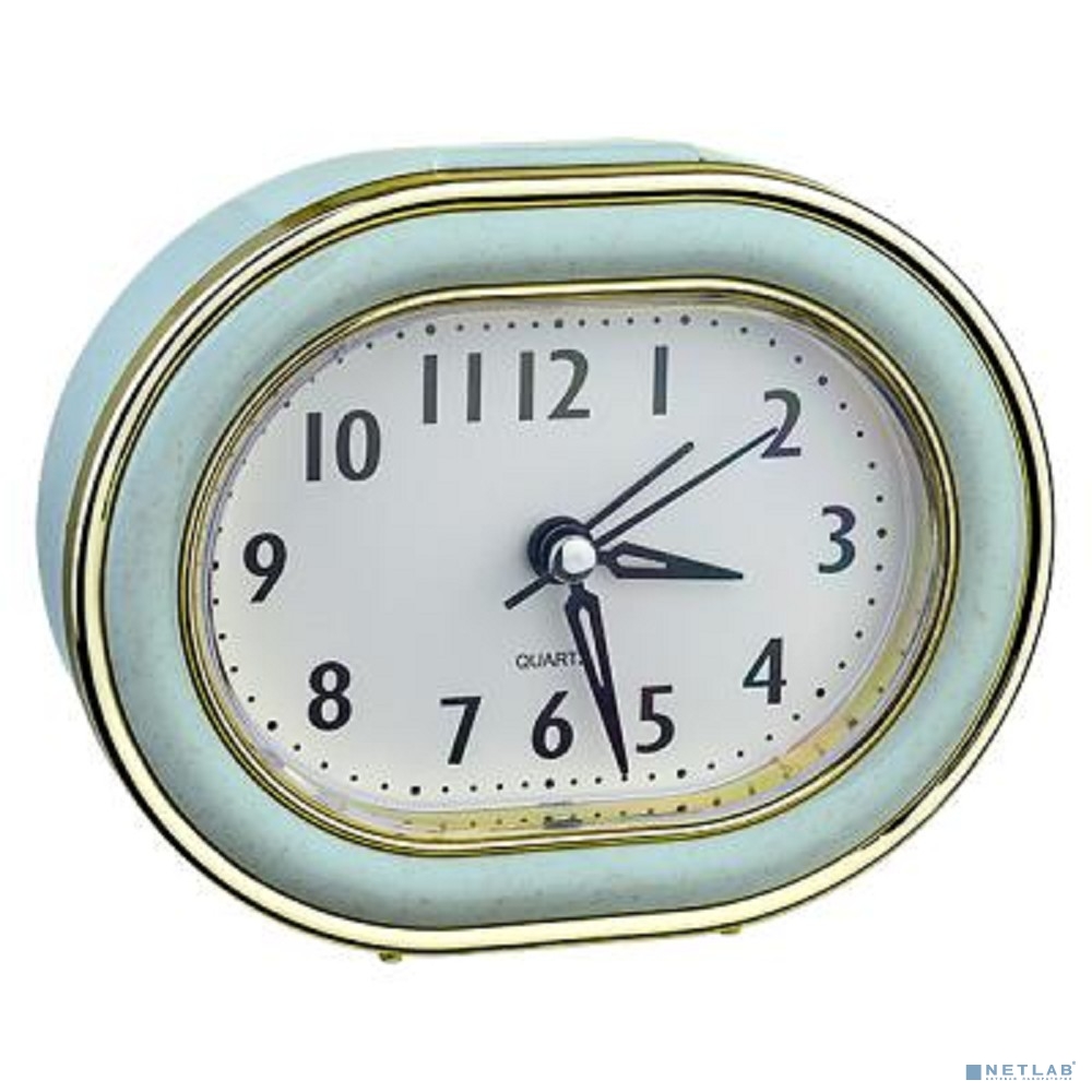 Perfeo Quartz часы-будильник "PF-TC-017", овальные 10,5*12,5 см, подсветка, зелёные