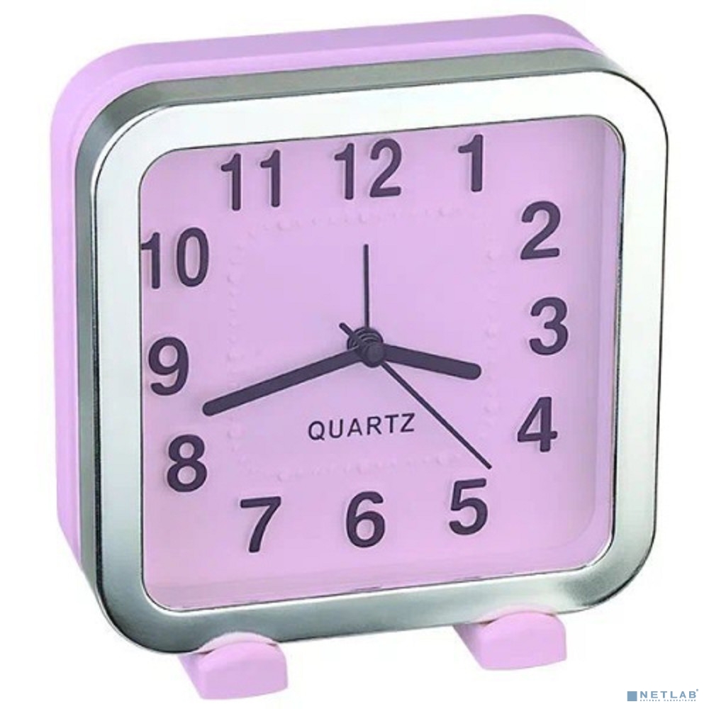 Perfeo Quartz часы-будильник "PF-TC-018", квадратные 13*13 см, красные/сакура