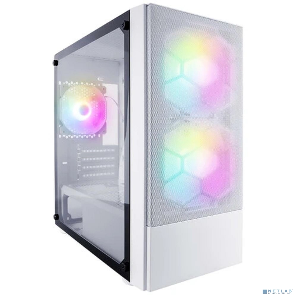 1STPLAYER Корпус FIREBASE X4-M White / mATX, TG / 1x120mm & 2x140mm LED fans inc. / X4-M-WH-2F1P-W-1F1-W