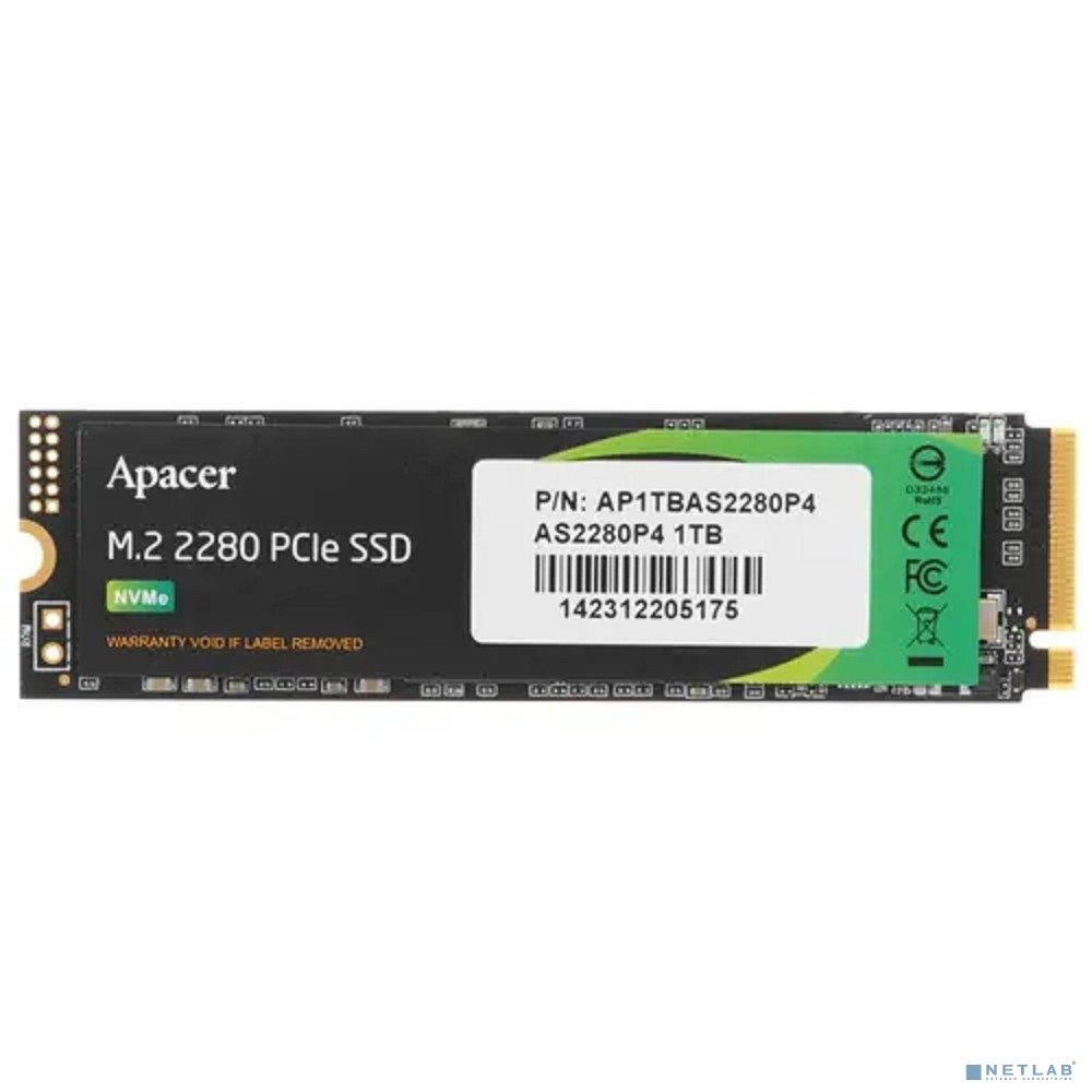 M.2 2280 1TB Apacer AS2280P4 Client SSD AP1TBAS2280P4-1 PCIe Gen3x4 with NVMe, 3000/2000, IOPS 215/390K, MTBF 1.5M, 3D TLC, 800TBW, 0,73DWPD, RTL (918253)