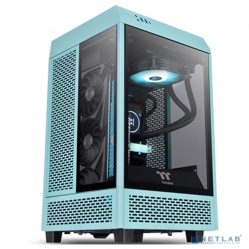 Корпус Thermaltake The Tower 100 Turquoise черный без БП miniITX 1x120mm 3x140mm 2xUSB3.0 audio bott PSU