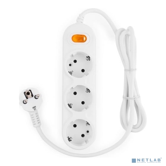 PowerCube Удлинитель (PC-1-5М) 5.0м, 3 розетки, 16А, с выключателем, белый