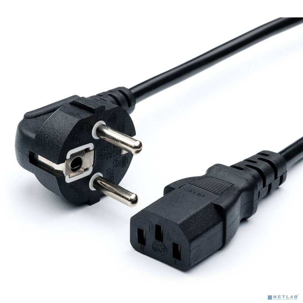 Bion Кабель питания 1.8м, евровилка с заземлением, 1мм, Schuko-C13, 16А, черный
