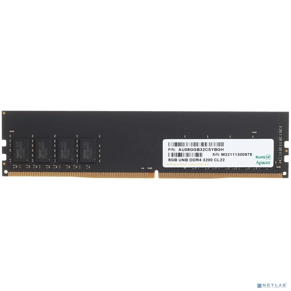 Apacer DDR4 DIMM 8GB EL.08G21.GSH PC4-25600, 3200MHz (AU08GGB32CSYBGH) RTL/OEM