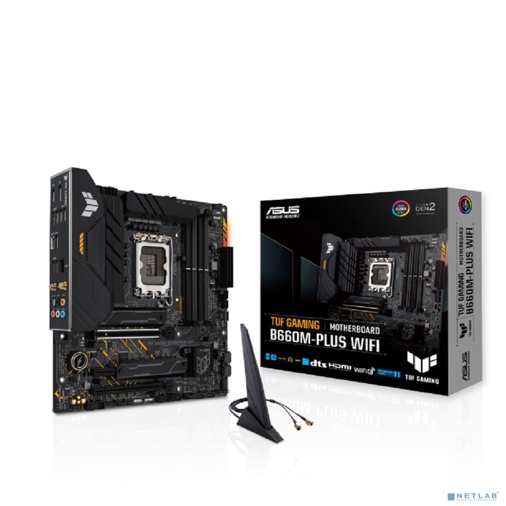 ASUS TUF GAMING B660M-PLUS WIFI (Socket 1700, mATX, 4xDDR5(128GB), DP/HDMI, 1xPCIe 5.0x16/1xPCIe 3.0x16/1xPCIe 4.0, 1xLAN (2.5GbE), 4xSATA 6Gb/s, 2xM.2, 1xType-C, 5xUSB 3.2, 2xUSB 2.0)