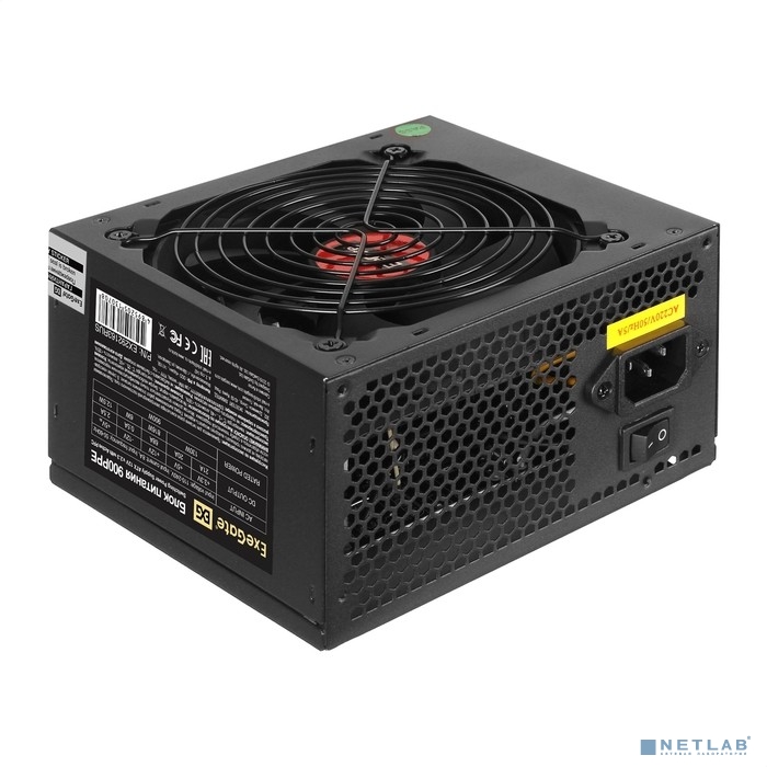Exegate EX292163RUS Блок питания 900W ExeGate 900PPE (ATX, APFC, КПД 80% (80 PLUS), 12cm fan, 24pin, 2x(4+4)pin, PCIe, 5xSATA, 3xIDE, FDD, black)