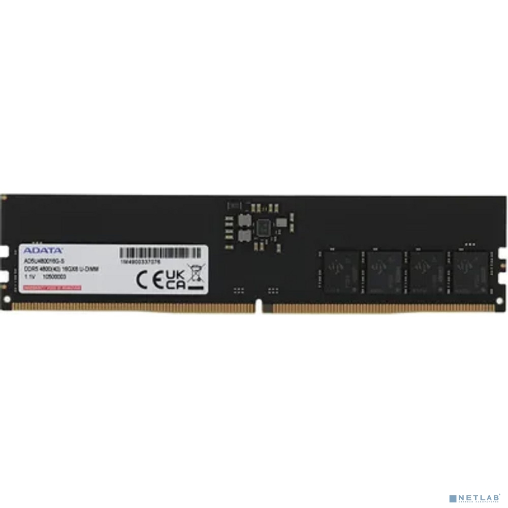A-data DDR5 16Gb 4800MHz AD5U480016G-S RTL PC4-25600 CL40 DIMM 288-pin 1.1В single rank