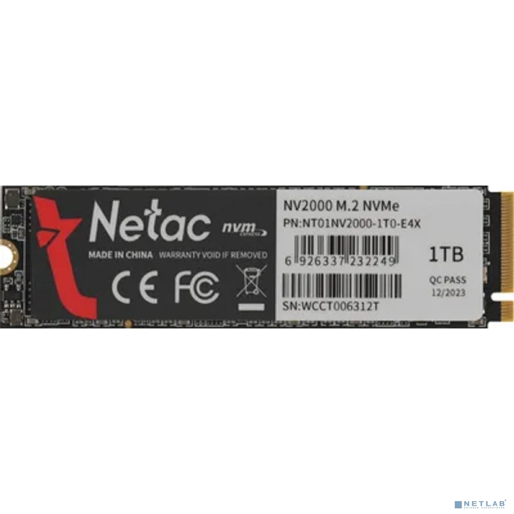 SSD Netac NV2000 PCIe 3 x4 M.2 2280 NVMe 3D NAND SSD 1TB NT01NV2000-1T0-E4X