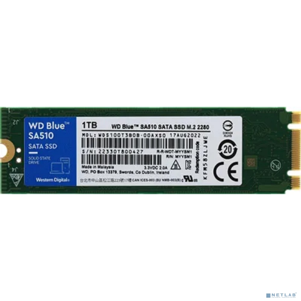 SSD WD Blue SA510 WDS100T3B0B 1ТБ, M.2 2280, SATA3