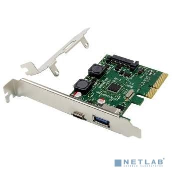 ORIENT AM-U3142PE-AC, Контроллер PCI-Ex4 v3.0, USB 3.2 Gen2, 2-port ext (Type-A + Type-C), ASM3142 chipset, разъем доп.питания, в комплекте LP планка крепления (31273)