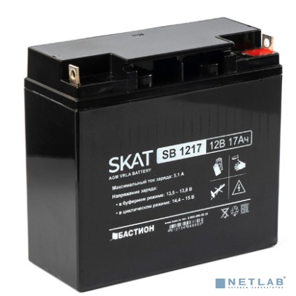 АКБ БАСТИОН SKAT SB 1217 AGM 12V 17Ач I зар.5,1А, B1 (под болт М5), гарантия 18 мес (2536)