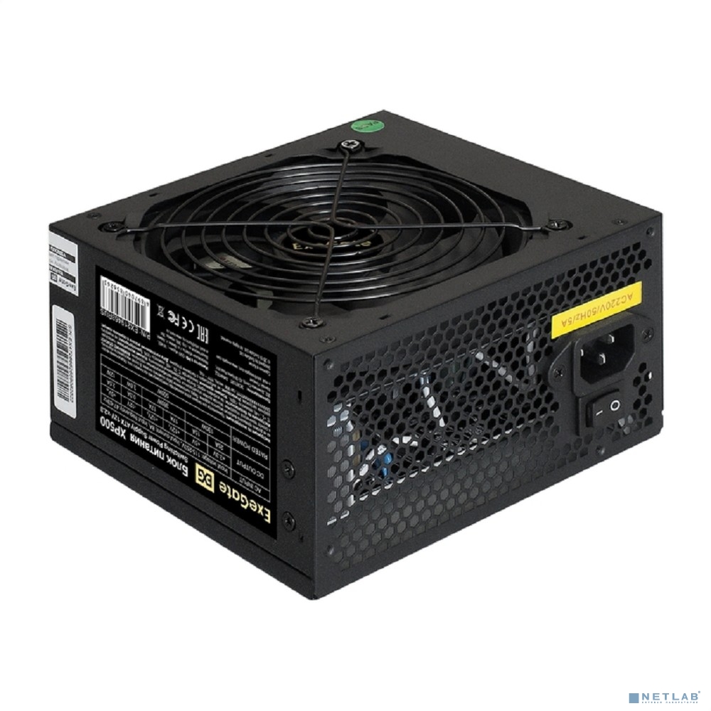 EXEGATE EX219463RUS-PC Блок питания 500W Exegate XP500 ATX 12cm fan + кабель (EX219463RUS-PC)