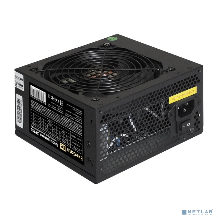 Exegate EX259603RUS-PC Блок питания 650W ExeGate XP650 (ATX, PC, 12cm fan, 24pin, 4pin, PCIe, 3xSATA, 2xIDE, black, кабель 220V в комплекте)
