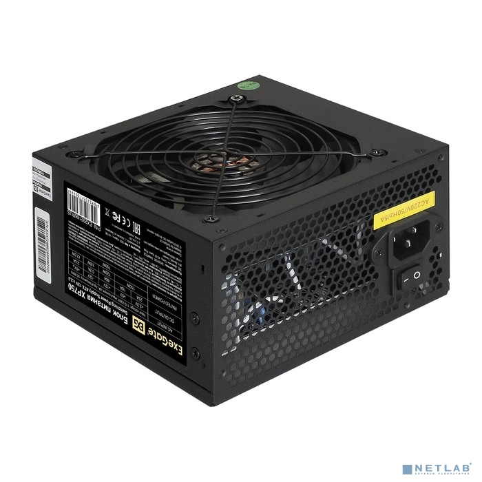 Exegate EX292166RUS-PC Блок питания 750W ExeGate XP750 (ATX, PC, 12cm fan, 24pin, 4+4pin, 2xPCI-E, 3xSATA, 3xIDE, black, кабель 220V в комплекте)