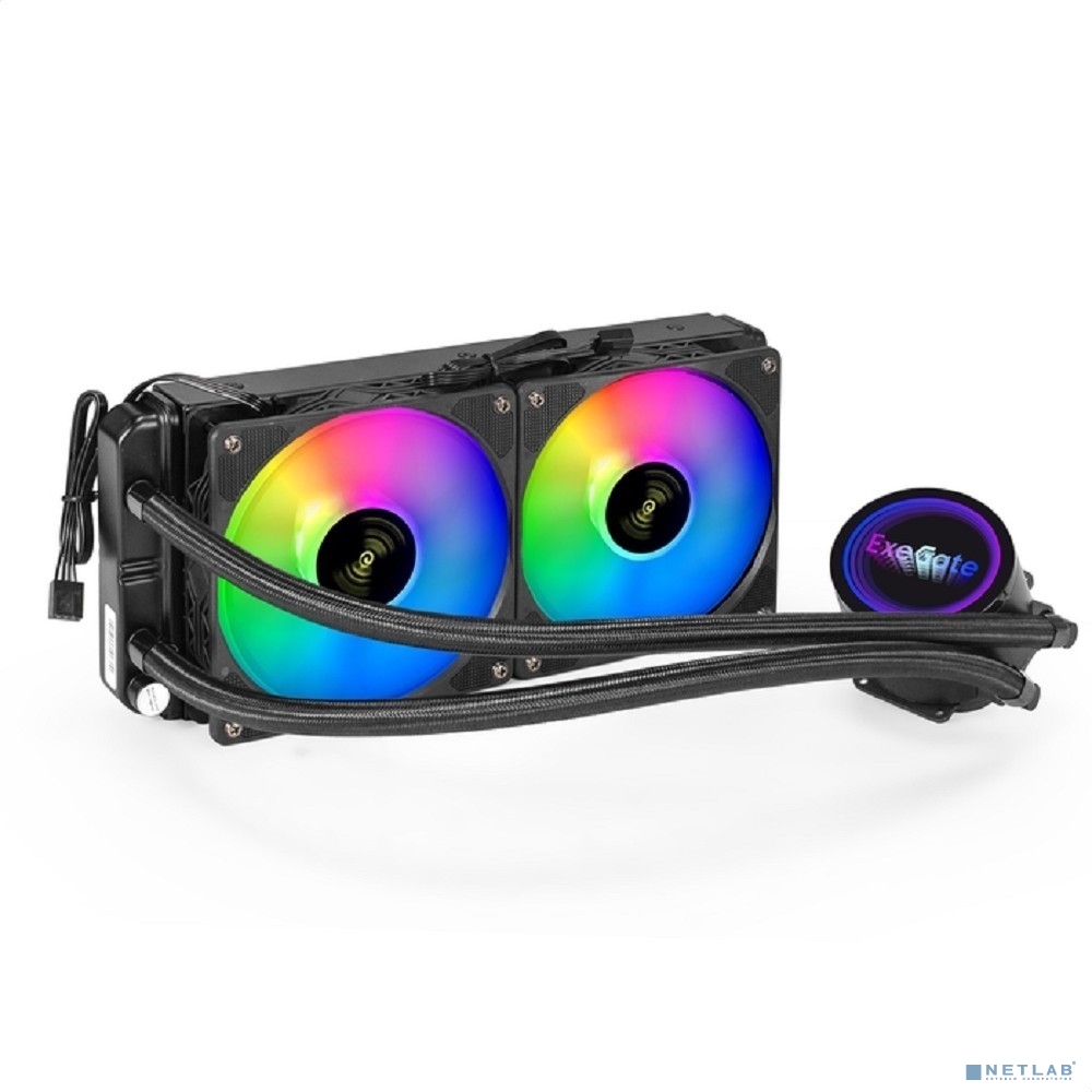 Exegate EX293457RUS Комплект водяного охлаждения ExeGate BlackWater-240V2.PWM.RGB (RGB подсветка, LGA2066/2011/1366/1150/1151/1155/1156/1200/1700/AM4/FM1/FM2/FM2+/AM2/AM2+/AM3/AM3+, TDP 220W, Fan 120m
