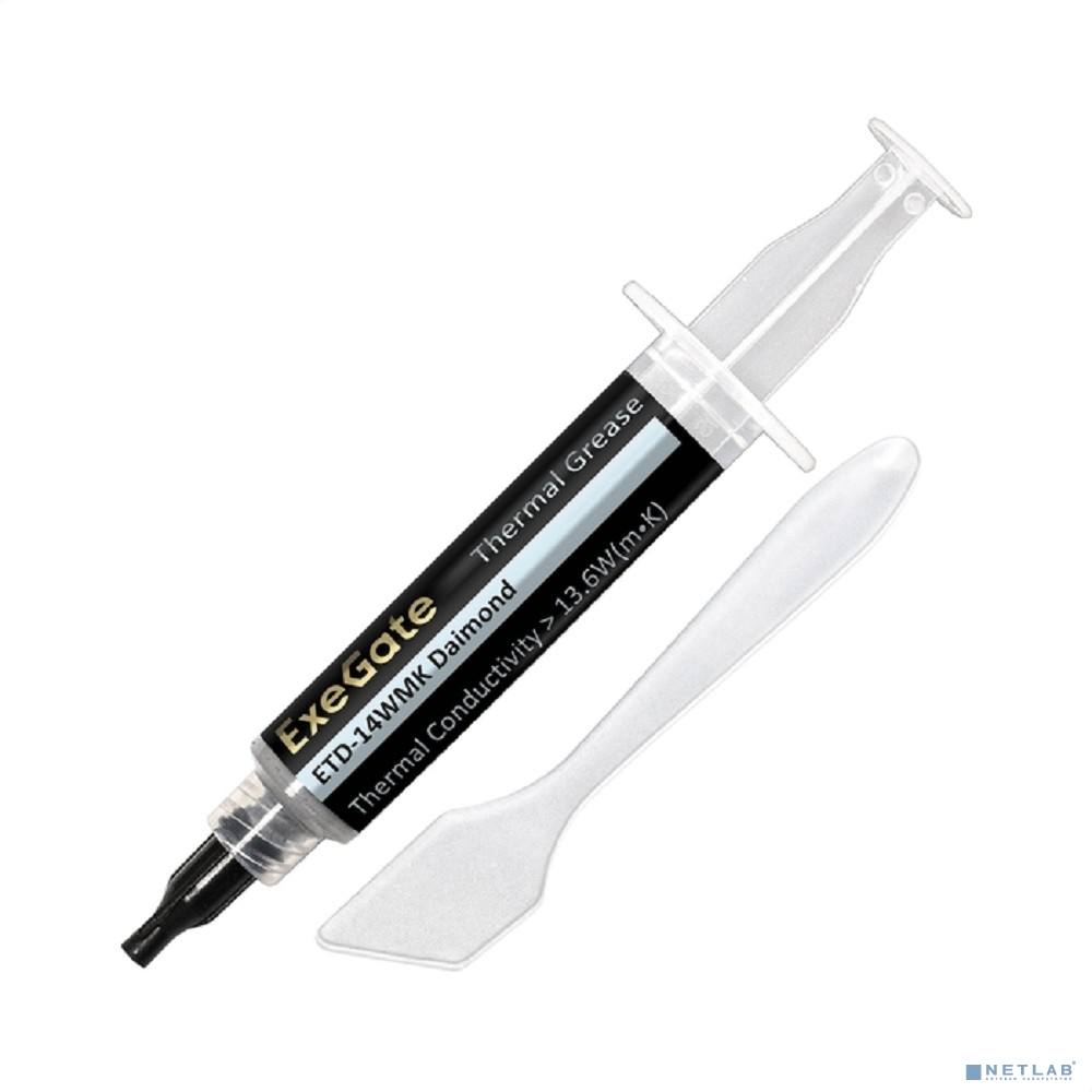 Exegate EX293371RUS Термопаста ExeGate ETD-14WMK Daimond (13,6 Вт/(м•К), 6г, шприц с лопаткой)