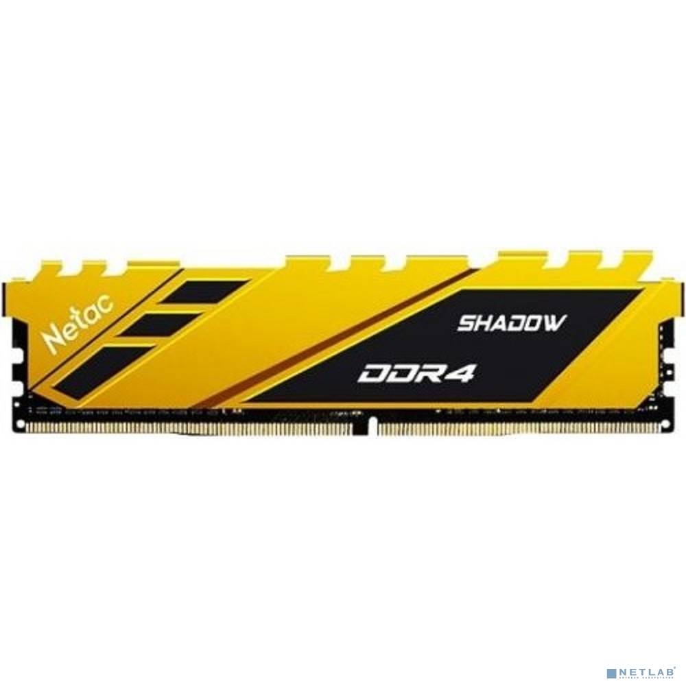 Память DIMM DDR4 16Gb PC21300 2666MHz CL19 Netac Shadow yellow с радиатором (NTSDD4P26SP-16Y)
