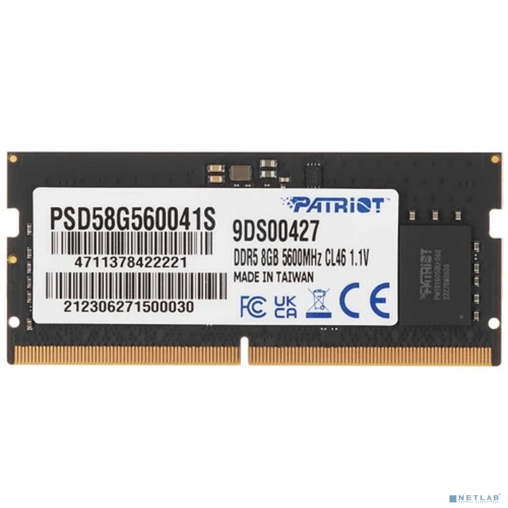 SO-DIMM DDR 5 DIMM 8Gb 5600Mhz, PATRIOT Signature Line (PSD58G560041S) (retail)