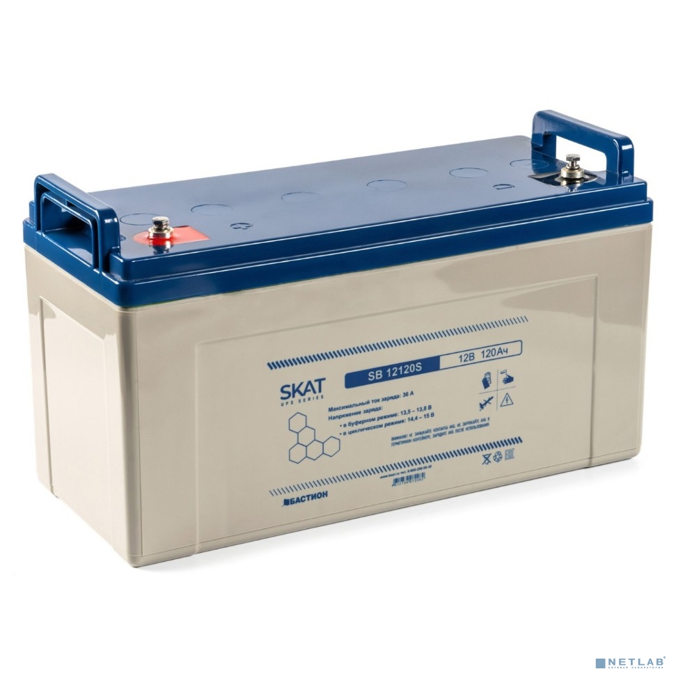 АКБ БАСТИОН SKAT SB 12120S AGM 12V 120Ач I зар.36А, клеммы под болт М6, гарантия 18 мес (8974)