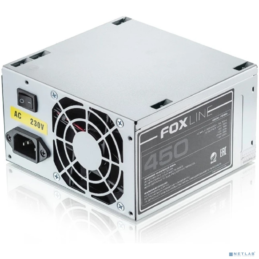 Блок питания Foxline FZ450 450W, ATX, NOPFC, 80FAN, 2xSATA, 2xPATA, 1xFDD, 24+4