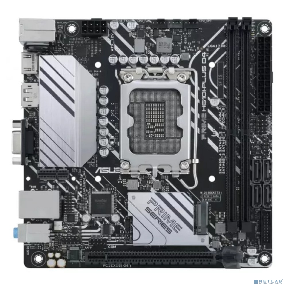 ASUS PRIME H610I-PLUS D4-CSM (Socket 1700, mini ITX, 2xDDR4(64GB), D-SUB/HDMI 2.1/DP, 1xPCIe 4.0x16, 1xLAN, 4xSATA 6Gb/s, 1xM.2, 1xM.2 E key, 2xUSB 3.2, 2xUSB 2.0, 1xPS/2)