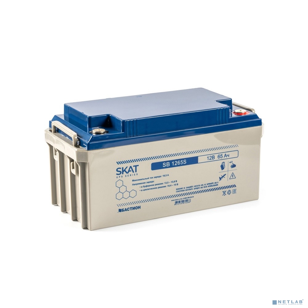АКБ БАСТИОН SKAT SB 1265S AGM 12V 65Ач I зар.26А, клеммы под болт М6, гарантия 18 мес (8972)