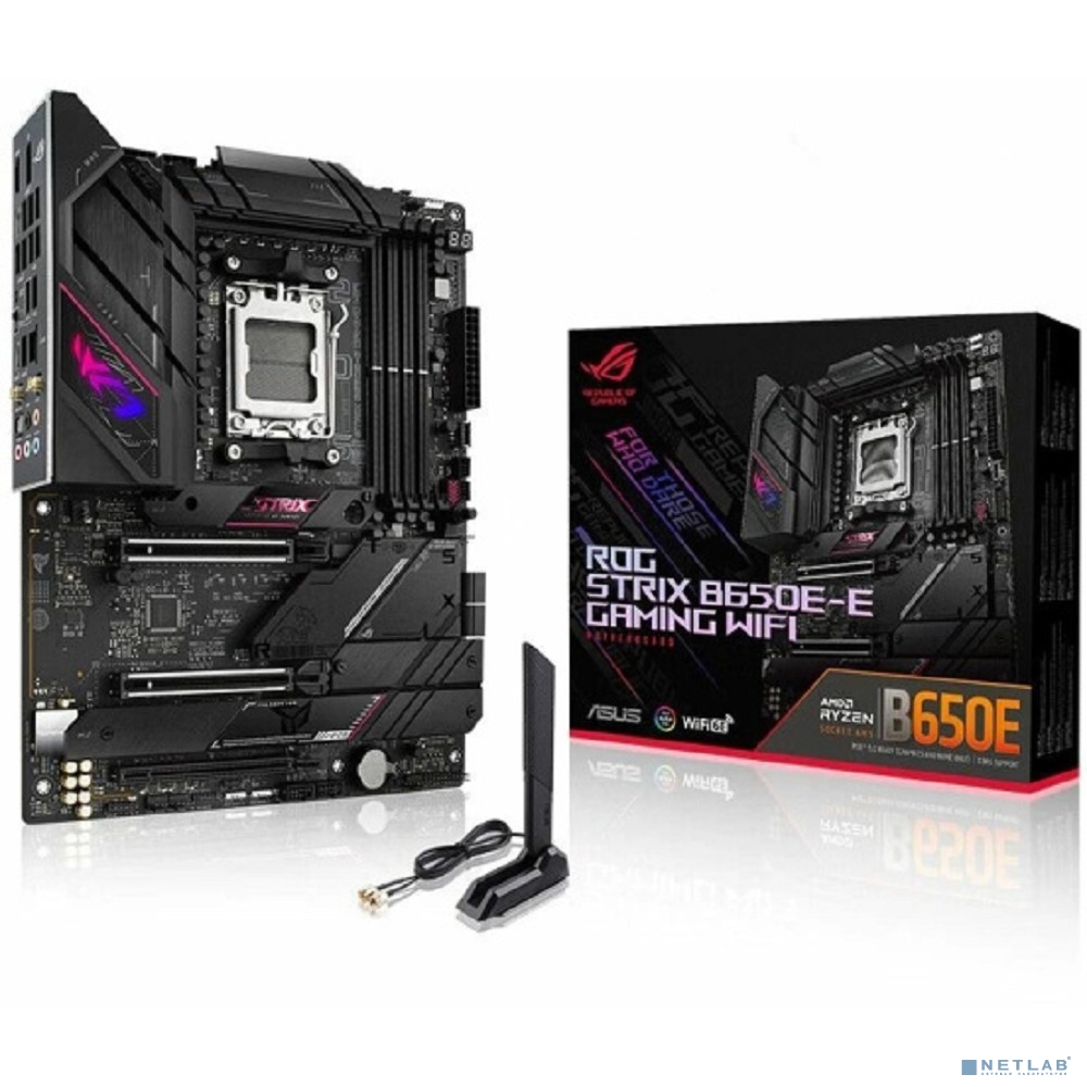 ASUS ROG STRIX B650E-E GAMING WIFI (Socket AM5, ATX, 4xDDR5(128GB), DP/HDMI, 2xPCIe 5.0x16/1xPCIe 4.0x16, 1xLAN (2.5GbE), Wi-Fi 6E, BT, 4xSATA 6Gb/s, 4xM.2, 2xType-C, 6xUSB 3.2, 4xUSB 2.0)