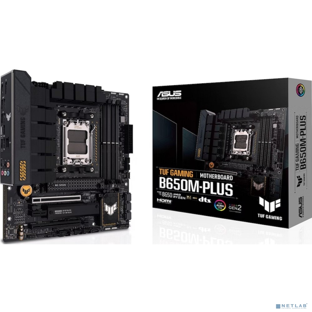 ASUS TUF GAMING B650M-PLUS (Socket AM5, mATX, 4xDDR5(128GB), DP/HDMI, 2xPCIe 4.0x16/2xPCIe 4.0, 1xLAN (2.5GbE), 4xSATA 6Gb/s, 3xM.2, 1xType-C, 3xUSB 3.2, 4xUSB 2.0)