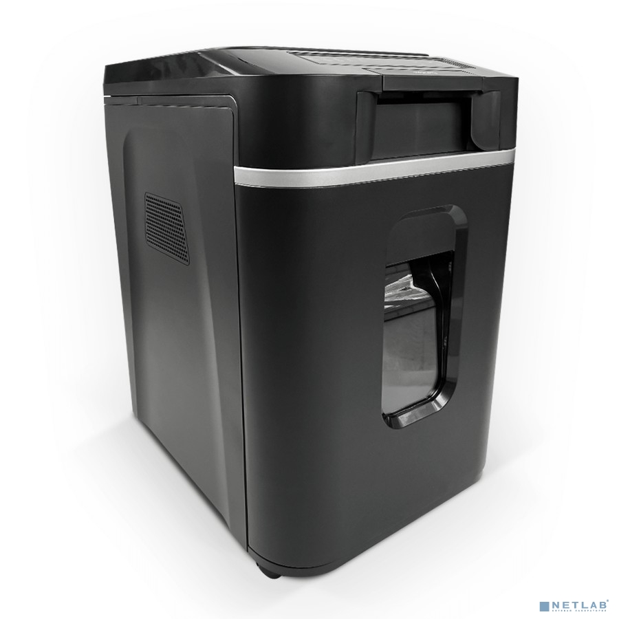 Шредер Heleos АП37-4 черный/серебристый с автоподачей (секр.P-4) фрагменты 220лист. 37лтр. скрепки скобы пл.карты